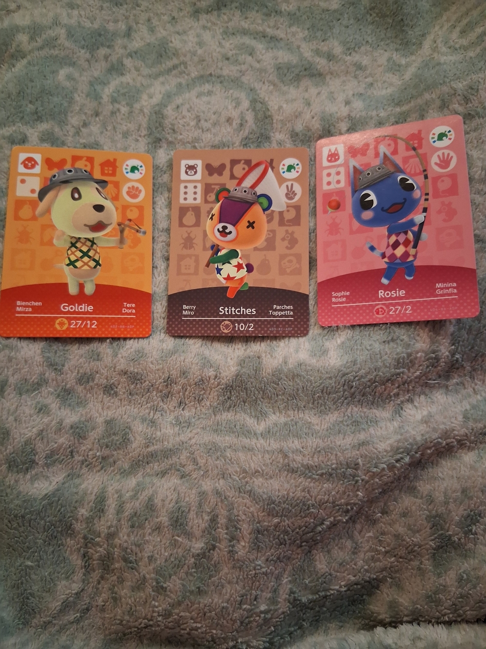 Animal Crossing Festival Amiibo Cards - Goldie, Stitches, Rosie